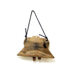 Dzwonek pasterski drewniany Vintage na sznurze 13x24cm